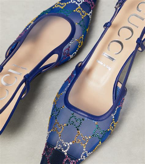 gucci gg motif slingback pumps|Women's Horsebit slingback pump in Blue GG Canvas .